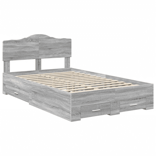 Estrutura De Cama De Casal Moderno - Cinza Sonoma 135 x 190 cm Madeira processada