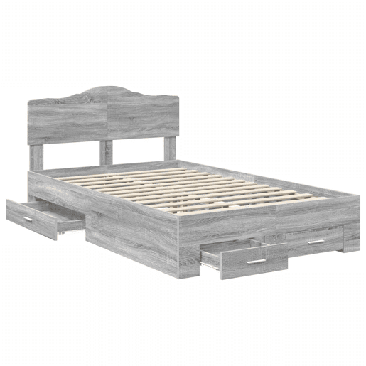 Estrutura De Cama De Casal Moderno - Cinza Sonoma 135 x 190 cm Madeira processada