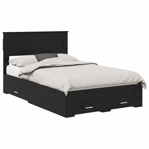 Estrutura da Cama de casal moderno com cabeceira Carvalho Preto 135 x 190 cm