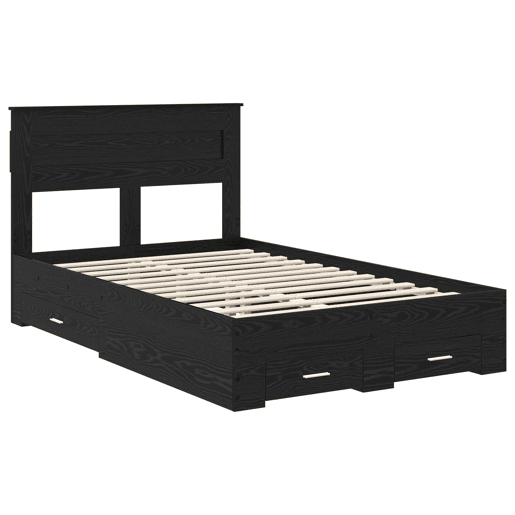 Estrutura da Cama de casal moderno com cabeceira Carvalho Preto 135 x 190 cm