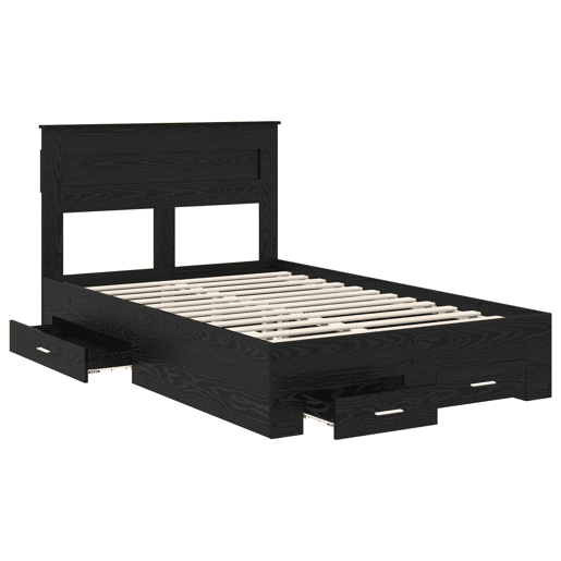 Estrutura da Cama de casal moderno com cabeceira Carvalho Preto 135 x 190 cm