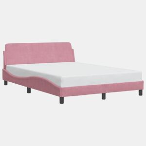 Estrutura de Cama de casal moderno com cabeceira Dover 140x200 cm veludo rosa
