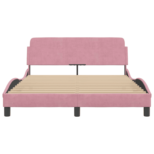 Estrutura de Cama de casal moderno com cabeceira Dover 140x200 cm veludo rosa