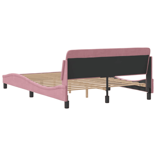 Estrutura de Cama de casal moderno com cabeceira Dover 140x200 cm veludo rosa