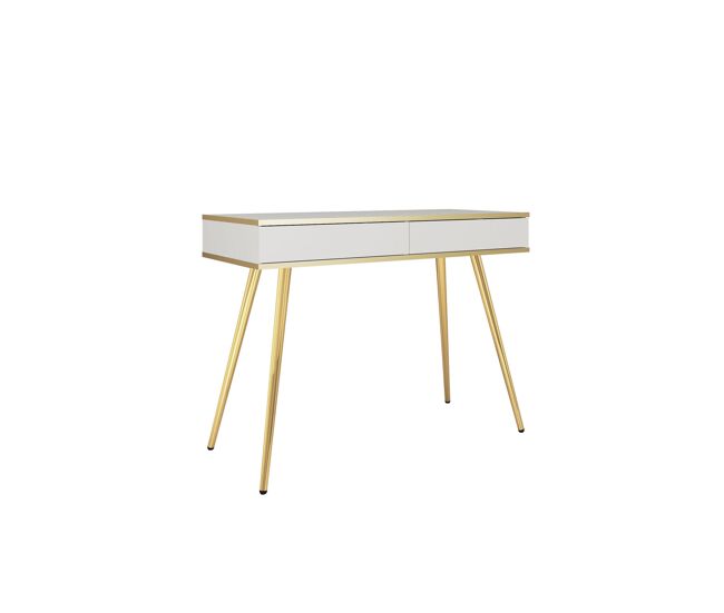 Mesa consola oro 102x50x79 blanco
