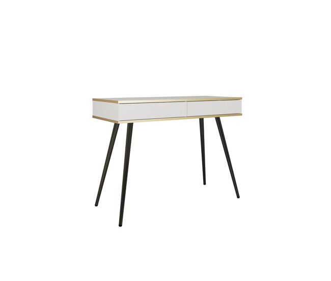 Mesa consola oro 102x50x79 blanco