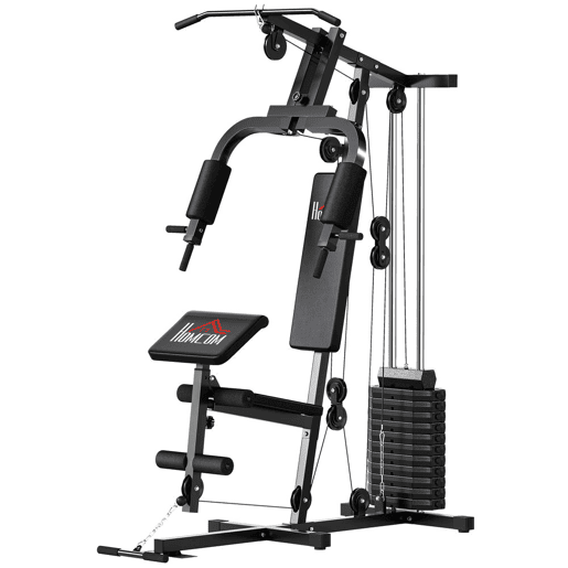 HOMCOM Máquina de Musculação Máquina Multiestação de Musculação com Press de Peito Placas de Peso 65 kg, Curl de Pernas e Braços, Polia Borboleta, Carga 100 kg para Treino em Casa, Preto HOMCOM Máquina de Musculação Máquina Multiestação de Musculação com Press de Peito Placas de Peso 65 kg, Curl de Pernas e Braços, Polia Borboleta, Carga 100 kg para Treino em Casa, Preto