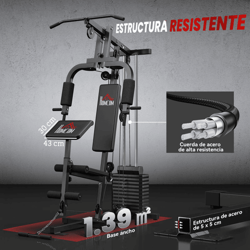HOMCOM Máquina de Musculação Máquina Multiestação de Musculação com Press de Peito Placas de Peso 65 kg, Curl de Pernas e Braços, Polia Borboleta, Carga 100 kg para Treino em Casa, Preto HOMCOM Máquina de Musculação Máquina Multiestação de Musculação com Press de Peito Placas de Peso 65 kg, Curl de Pernas e Braços, Polia Borboleta, Carga 100 kg para Treino em Casa, Preto