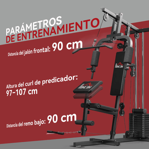 HOMCOM Máquina de Musculação Máquina Multiestação de Musculação com Press de Peito Placas de Peso 65 kg, Curl de Pernas e Braços, Polia Borboleta, Carga 100 kg para Treino em Casa, Preto HOMCOM Máquina de Musculação Máquina Multiestação de Musculação com Press de Peito Placas de Peso 65 kg, Curl de Pernas e Braços, Polia Borboleta, Carga 100 kg para Treino em Casa, Preto