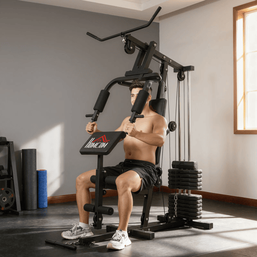 HOMCOM Máquina de Musculação Máquina Multiestação de Musculação com Press de Peito Placas de Peso 65 kg, Curl de Pernas e Braços, Polia Borboleta, Carga 100 kg para Treino em Casa, Preto HOMCOM Máquina de Musculação Máquina Multiestação de Musculação com Press de Peito Placas de Peso 65 kg, Curl de Pernas e Braços, Polia Borboleta, Carga 100 kg para Treino em Casa, Preto