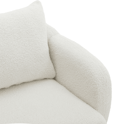 Cadeirão de pelúcia com almofada grossa - pernas de madeira maciça - branco Cadeirão de pelúcia com almofada grossa - pernas de madeira maciça - branco