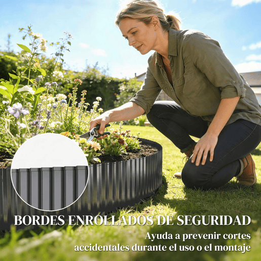 Outsunny Cerca de Jardim Metálica, 650x20 cm, Cerca de Jardim Exterior em Aço Galvanizado Ondulado Resistente, Fácil de Instalar, para Horta, Pátio, Terraço, Relvado, Cinzento Escuro