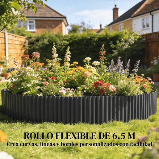 Outsunny Cerca de Jardim Metálica, 650x20 cm, Cerca de Jardim Exterior em Aço Galvanizado Ondulado Resistente, Fácil de Instalar, para Horta, Pátio, Terraço, Relvado, Cinzento Escuro