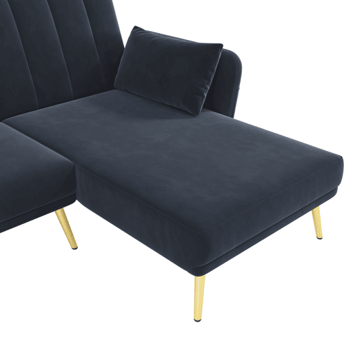 Sofá-cama moderno de 3 lugares - Sofá de canto L com função de cama - Preto