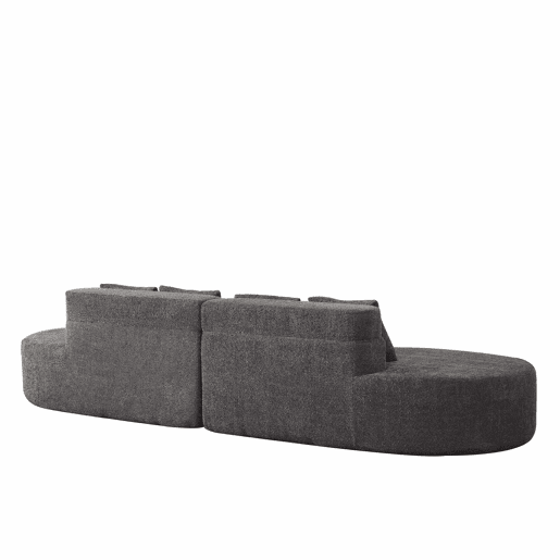 Sofá modular de 4 lugares - 2 peças, espuma viscoelástica de alta densidade, capa removível e lavável em tecido teddyfleece - Cinza