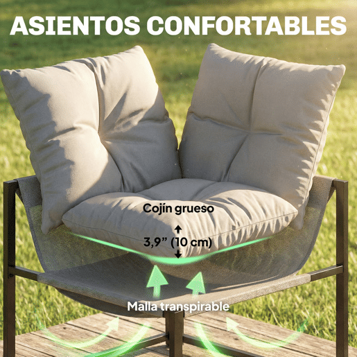 Outsunny Conjunto de Móveis de Jardim Exterior de 4 Peças, Sofá de Exterior Seccional Resistente em Forma de L com Almofadas Espessas, 2 Sofás de 2 Lugares, Sofá de Canto e Mesa de Centro com Vidro Temperado, Cinzento