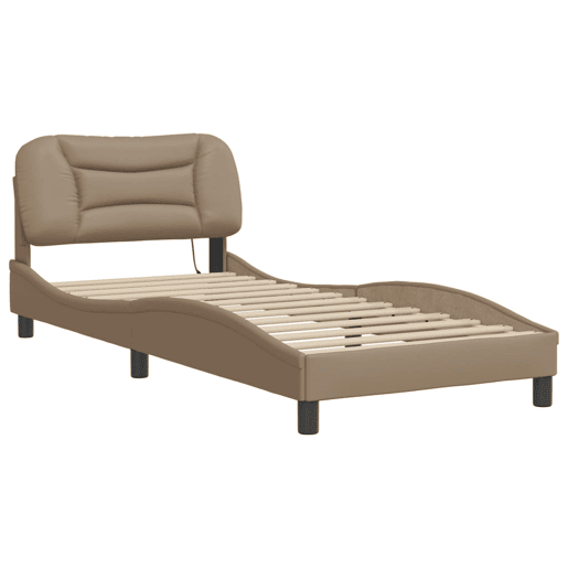 Estrutura de cama de solteiro para adultos com LED 80x200cm cappuccino