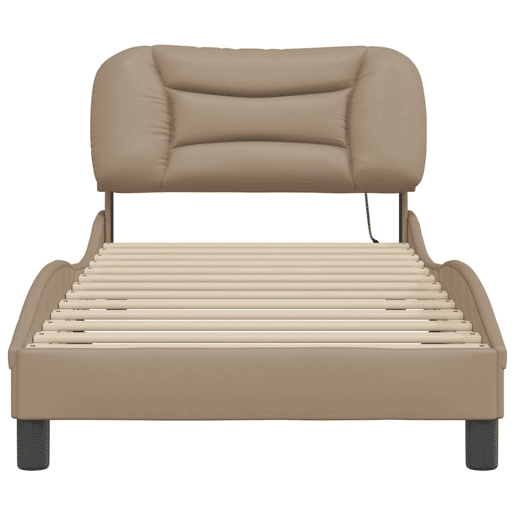 Estrutura de cama de solteiro para adultos com LED 80x200cm cappuccino