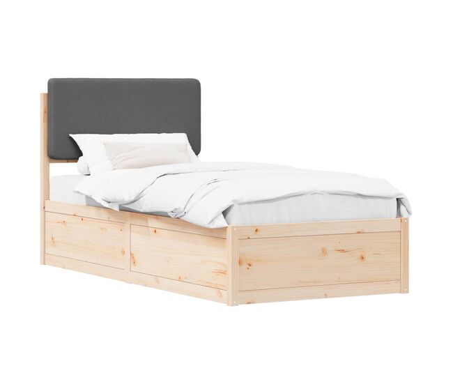Estructura de cama simple para adultos con cabecera - tapizada gris oscuro