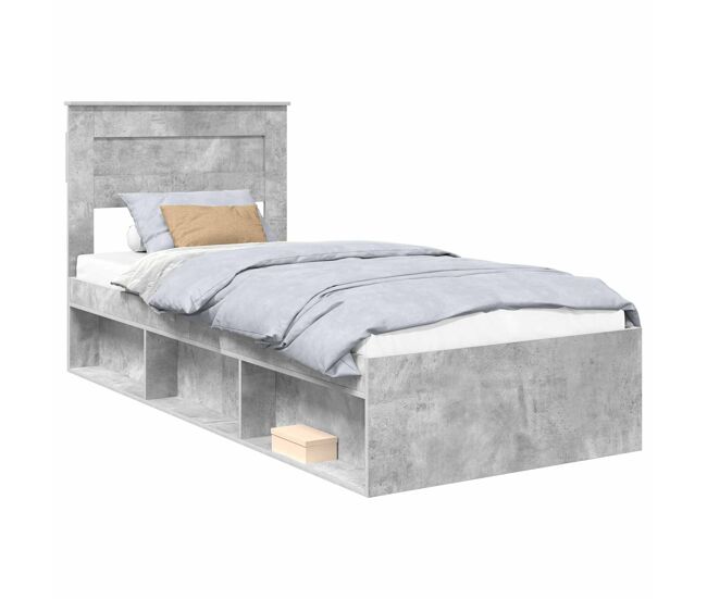 Estructura de cama individual para adultos con cabecera - gris concreto 75 x 190 cm