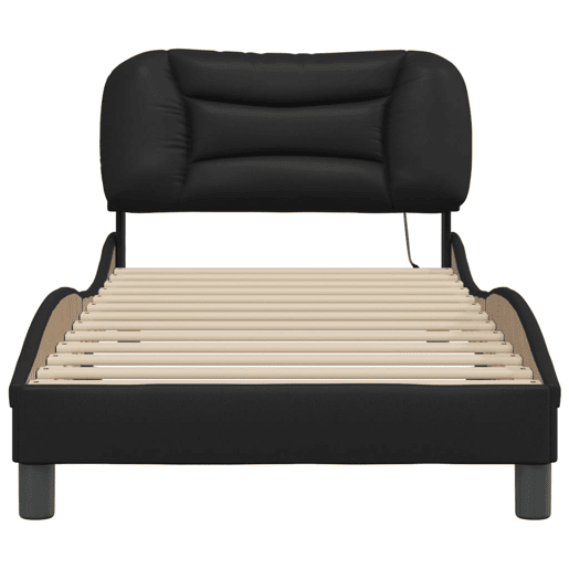Estrutura de cama de solteiro para adultos com LED 90x190 cm preto