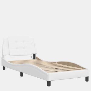 Estrutura de cama de solteiro para adultos com LED Zadar 100x200 cm branco