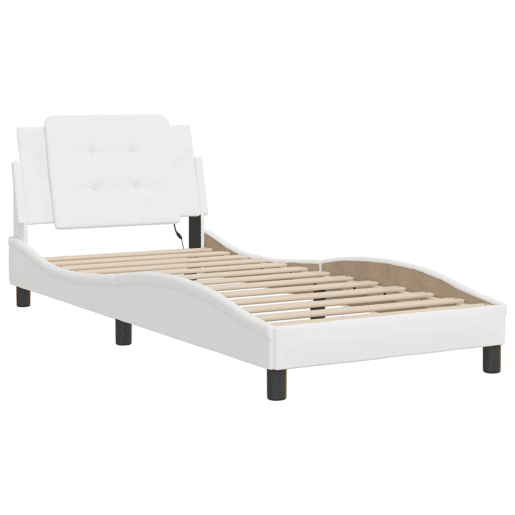 Estrutura de cama de solteiro para adultos com LED Zadar 100x200 cm branco