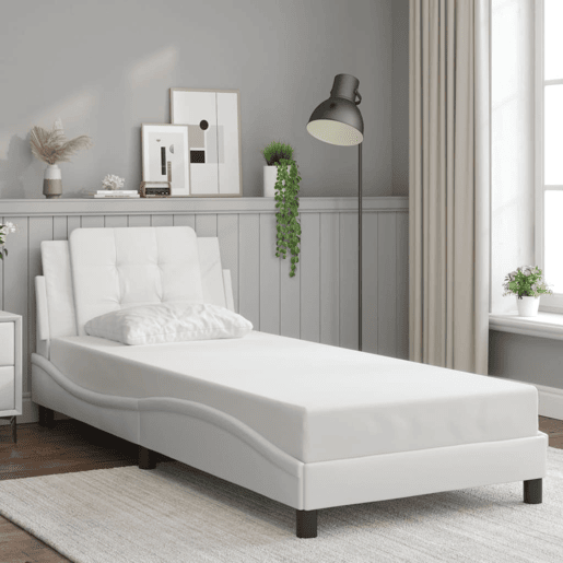 Estrutura de cama de solteiro para adultos com LED Zadar 100x200 cm branco