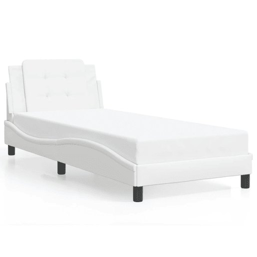 Estrutura de cama de solteiro para adultos com LED Zadar 100x200 cm branco