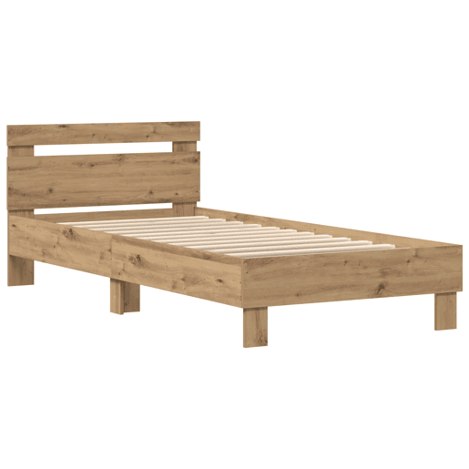 Estrutura de cama de solteiro para adultos com led Carvalho Artesanal 75 x 190 cm