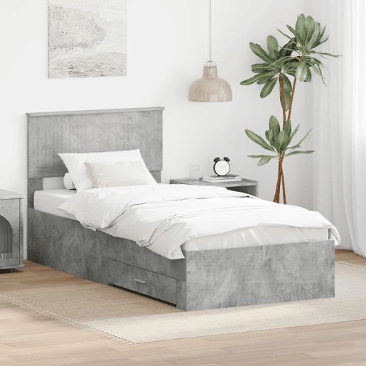 Estrutura de cama de solteiro para adultos Cinzento 90 x 190 cm Madeira processada