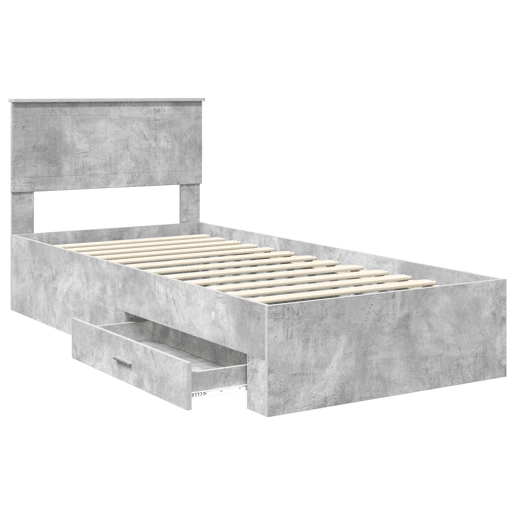 Estrutura de cama de solteiro para adultos Cinzento 90 x 190 cm Madeira processada