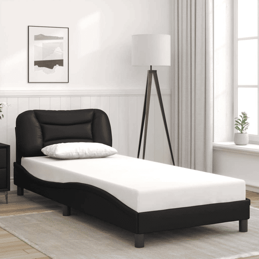 Estrutura de cama de solteiro para adultos com LED 80x200 cm preto