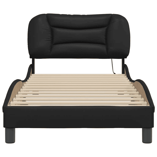 Estrutura de cama de solteiro para adultos com LED 80x200 cm preto