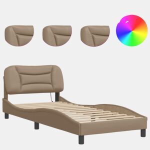 Estrutura de cama de solteiro para adultos com LED 90x190 cm cappuccino