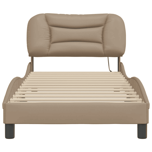 Estrutura de cama de solteiro para adultos com LED 90x190 cm cappuccino
