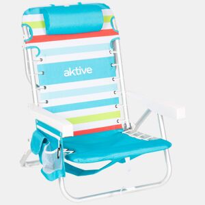 Aktive Cadeira de praia baixa multiposições 50x53x77 cm multicolorida com geleira e bolsos