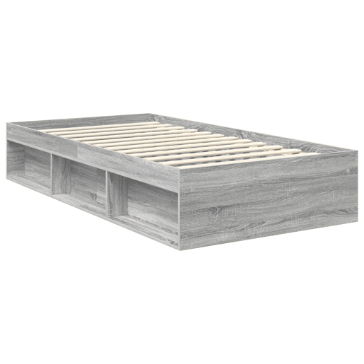 Estrutura de cama de solteiro para adultos com Cabeceira - Cinza Sonoma 100 x 200 cm