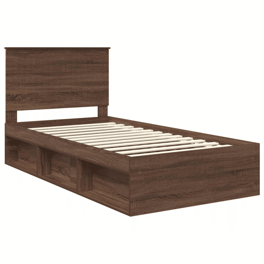 Estrutura de cama de solteiro para adultos com Cabeceira - Carvalho Marrom 100 x 200 cm