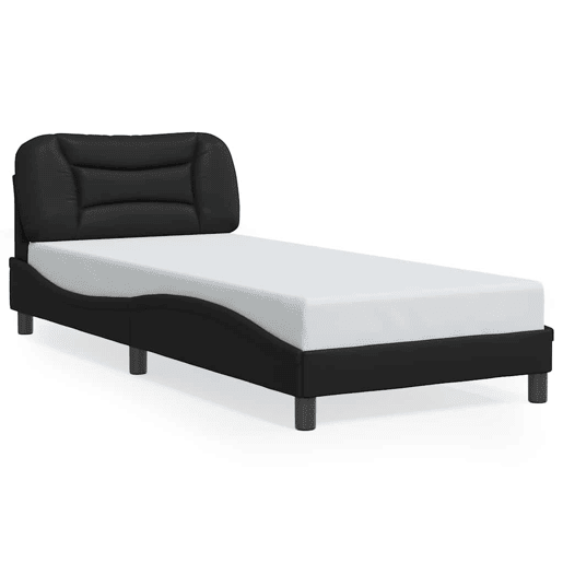 Estrutura de cama de solteiro para adultos com LED 90x200 cm preto