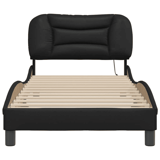 Estrutura de cama de solteiro para adultos com LED 90x200 cm preto
