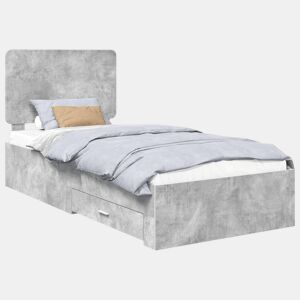 Estrutura de cama de solteiro para adultos Cinzento 90 x 200 cm Madeira processada