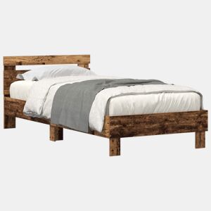 Estrutura de cama de solteiro para adultos Madeira antiga 90 x 190 cm Madeira processada