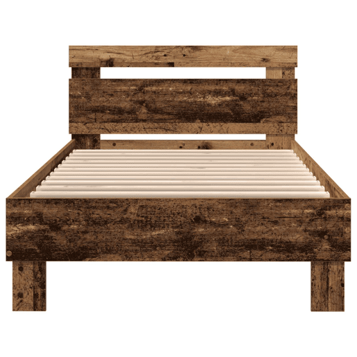Estrutura de cama de solteiro para adultos Madeira antiga 90 x 190 cm Madeira processada Estrutura de cama de solteiro para adultos Madeira antiga 90 x 190 cm Madeira processada