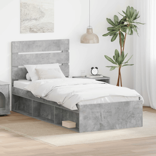 Estrutura de cama de solteiro para adultos com cabeceira Concreto 90 x 200 cm