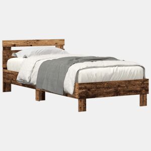 Estrutura de cama de solteiro para adultos Madeira antiga 75 x 190 cm Madeira processada