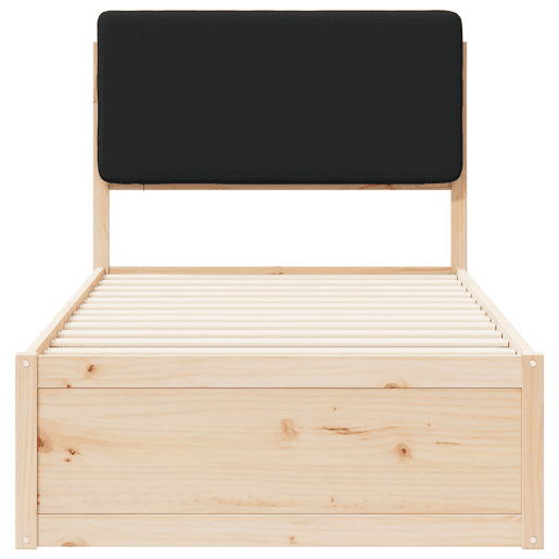 Estrutura de cama de solteiro para adultos com Cabeceira Estofada Preto 80 x 200 cm