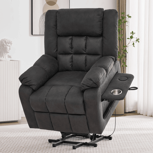 Cadeirão relax elétrica elevável de tecido,cinza Cadeirão relax elétrica elevável de tecido,cinza
