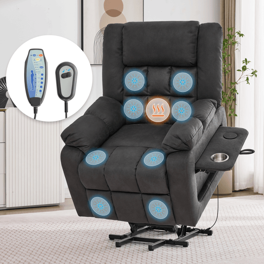 Cadeirão relax elétrica elevável de tecido,cinza Cadeirão relax elétrica elevável de tecido,cinza