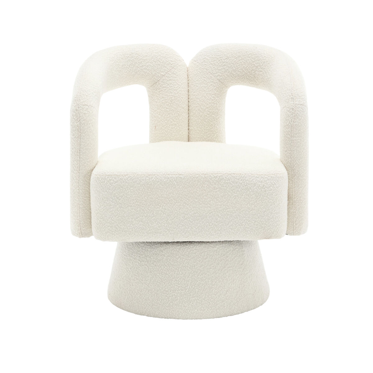 Sillón giratorio 360 grados - silla redonda con amplia acolchonada - beige